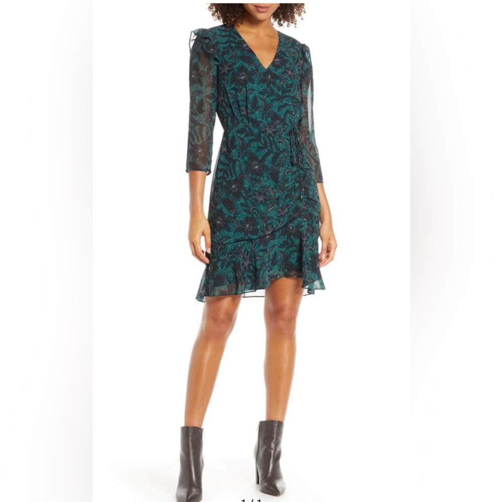 Sam Edelman Floral Ruched Chiffon Dress